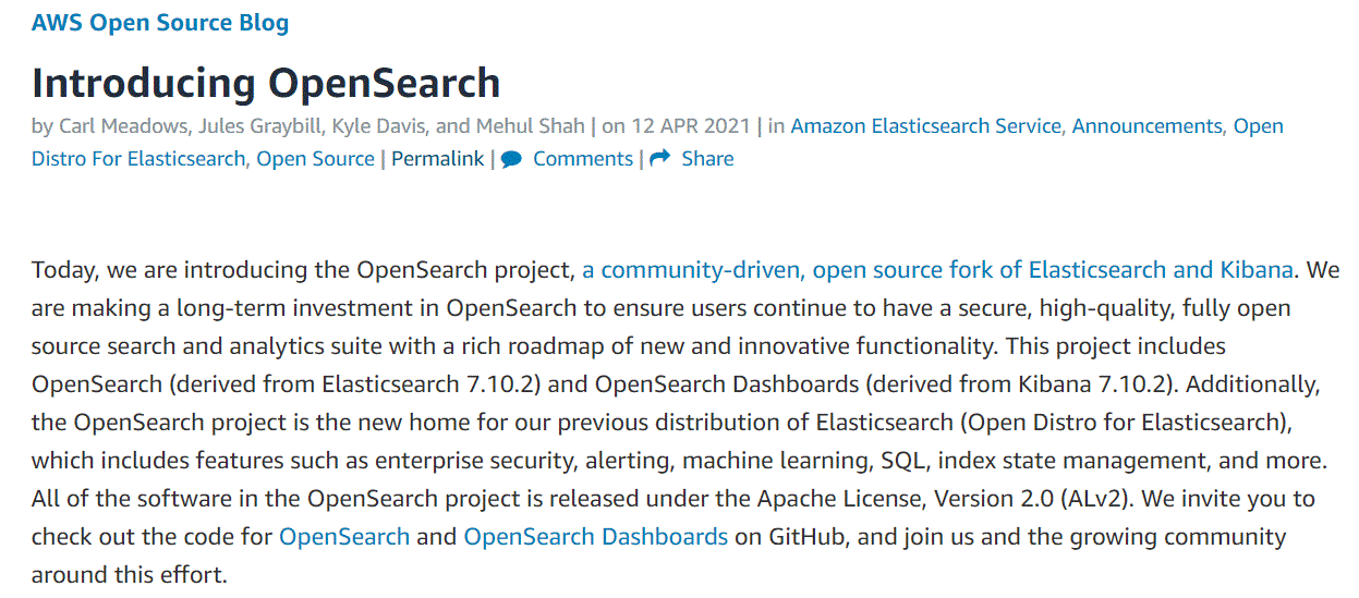 AWS launches OpenSearch
